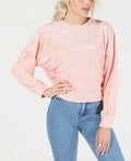 Freshman Juniors Camo Burnout Velvet Crop Sweatshirt Top, Size Large by Vanessa Jane