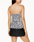 Island Escape Black White Cape May Tiered Bandeau Tankini Top,Size 8 by Vanessa Jane
