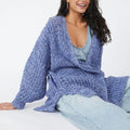 Free People Smoothie Cardigan – Blueberry Combo, Size Xs by Vanessa Jane