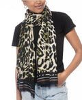 Inc International Concepts Striped Leopard-Print Wrap by Vanessa Jane