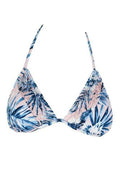 Bar III Pink Blue Tropic Garden Printed Triangle Bikini Top by Vanessa Jane