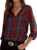 Lauren Ralph Lauren Plaid Roll-Tab-Sleeve Twill Shirt by Vanessa Jane