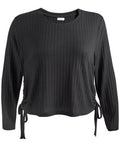 Love,Fire Plus Size Ruched Side-Tie Top Black - 1X by Vanessa Jane