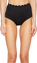 Kate Spade New York Contrast Scalloped High-Waist Bikini Bottom-S/Black by Vanessa Jane