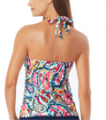 Anne Cole MULTI Watercolor Paisley Front-Ring Halter Tankini Top, US Medium by Vanessa Jane