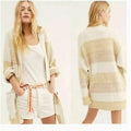 Free People Womens Beige Striped Open Cardigan Sweater, Medium by Vanessa Jane