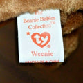 1995 TY Weenie the dog Beanie Baby 4013 MWBMT Rare PVC Pellets 8 errors! by Vanessa Jane