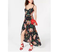B Darlin Juniors Printed Button-Front Maxi Dress -1/2 Black by Vanessa Jane