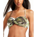 Bar III Green Jungle Moon Printed Twist Bandeau Bikini Swim Top, Us X-Small by Vanessa Jane