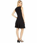 MICHAEL Michael Kors Womens Floral Jacquard Tiered Dress, Size XL/Black by Vanessa Jane