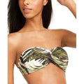Bar III Green Jungle Moon Printed Twist Bandeau Bikini Swim Top, Us X-Small by Vanessa Jane