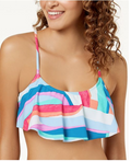 Hula Honey Juniors Flying Flounce Cross-Back Bralette Bikini Top, Size Large by Vanessa Jane
