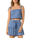 Elan Sheer Tie Unlined Pullover Elasticized Striped Spaghetti Strap, Size Medium by Vanessa Jane
