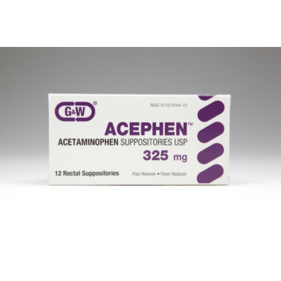 Acephen 325 mg Acetaminophen Suppositories - Fever Reducer & Pain Reliever by Pasteur Pharmacy