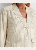 Ralph Lauren Womens Striped Linen-Blend Twill Blazer, Size 18 by Vanessa Jane