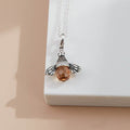 S925 Sterling Silver Necklace Orange Color Wing Animal Lovely Bee Pendant by DailySale