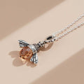 S925 Sterling Silver Necklace Orange Color Wing Animal Lovely Bee Pendant by DailySale