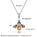 S925 Sterling Silver Necklace Orange Color Wing Animal Lovely Bee Pendant by DailySale