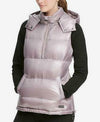DKNY Women's Quarter-Zip Hooded Vest Metallic Static, Size Large
