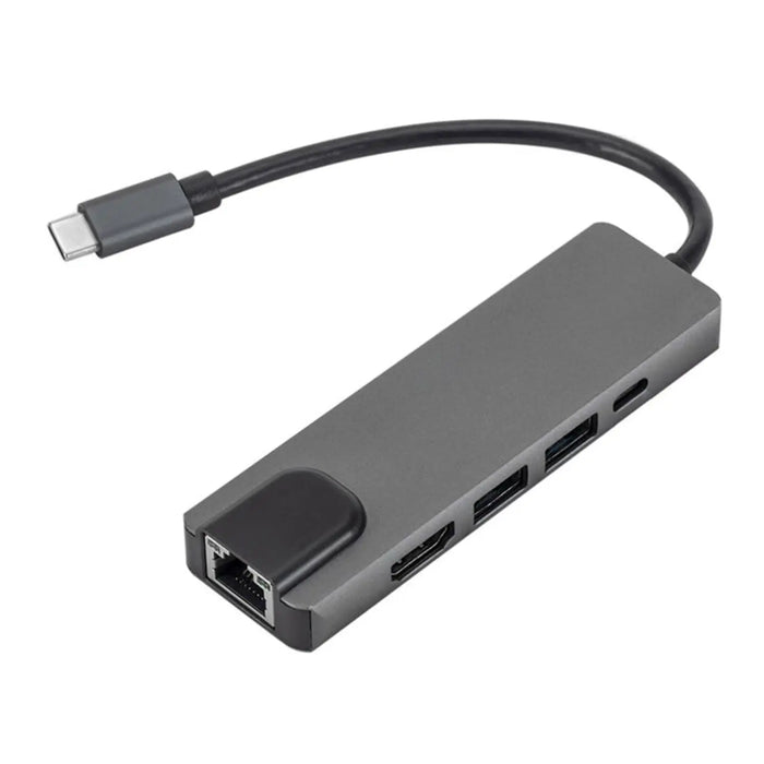 SaharaCase 5-in-1 USB-C Hub with Ethernet – Multiport Adapter with 4K HDMI, 100W PD Charging, and RJ45 – For MacBook & PC by Zerodamage Sahara Case LLC