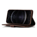 Indy Series Brown Leather Wallet Case - iPhone 12 mini by Zerodamage Sahara Case LLC