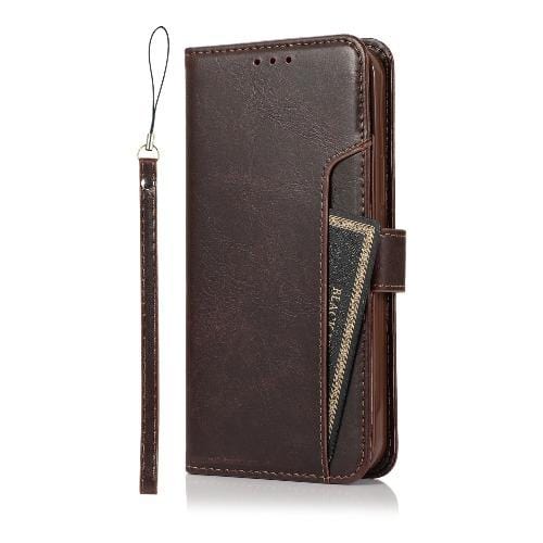 Indy Series Brown Leather Wallet Case - iPhone 12 mini by Zerodamage Sahara Case LLC