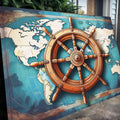 Sailboat Ship Wheel Coastal Wall Art by Tailored Canvases
