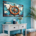 Sailboat Ship Wheel Coastal Wall Art by Tailored Canvases