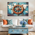 Sailboat Ship Wheel Coastal Wall Art by Tailored Canvases