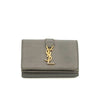Saint Laurent YSL Grey Leather Trifold Compact Wallet #3703