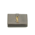 Saint Laurent YSL Grey Leather Trifold Compact Wallet #3703 by Bolt Boutique