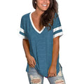 Womens Tops Striped Short Sleeve V Neck Tee T Shirts by DailySale