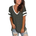 Womens Tops Striped Short Sleeve V Neck Tee T Shirts by DailySale