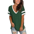 Womens Tops Striped Short Sleeve V Neck Tee T Shirts by DailySale