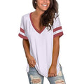 Womens Tops Striped Short Sleeve V Neck Tee T Shirts by DailySale