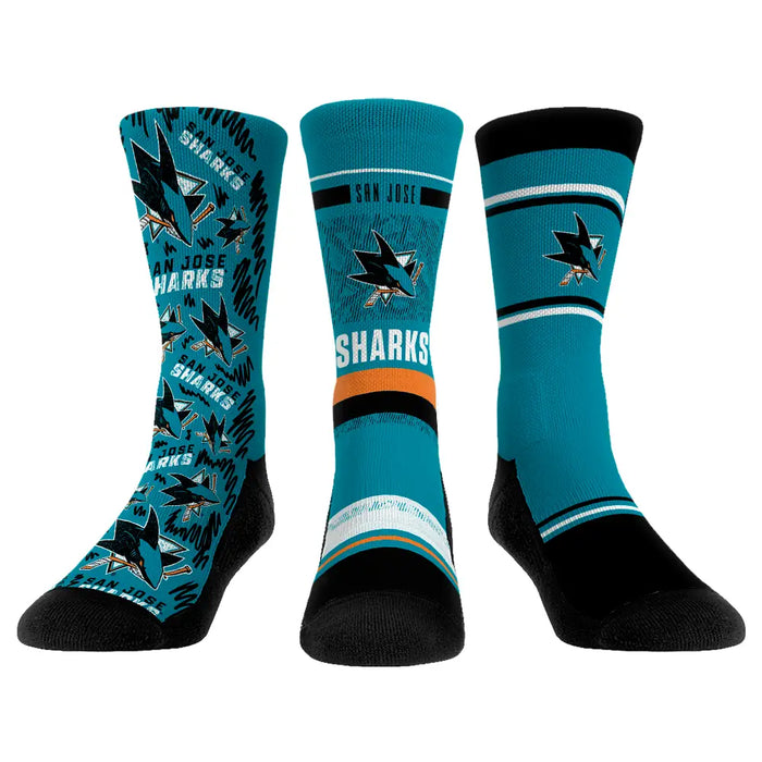San Jose Sharks - 3-Pack by Rock 'Em Socks