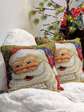 DaDa Bedding Naughty or Nice Santa Claus Christmas Woven Tapestry Throw Pillow Cover - 16" x 16" by DaDalogy Bedding Collection
