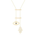 Sapphire Evil Eye and Hamsa Necklace by Fine Color Jewels