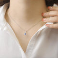 Sapphire Halo Necklace by Fine Color Jewels