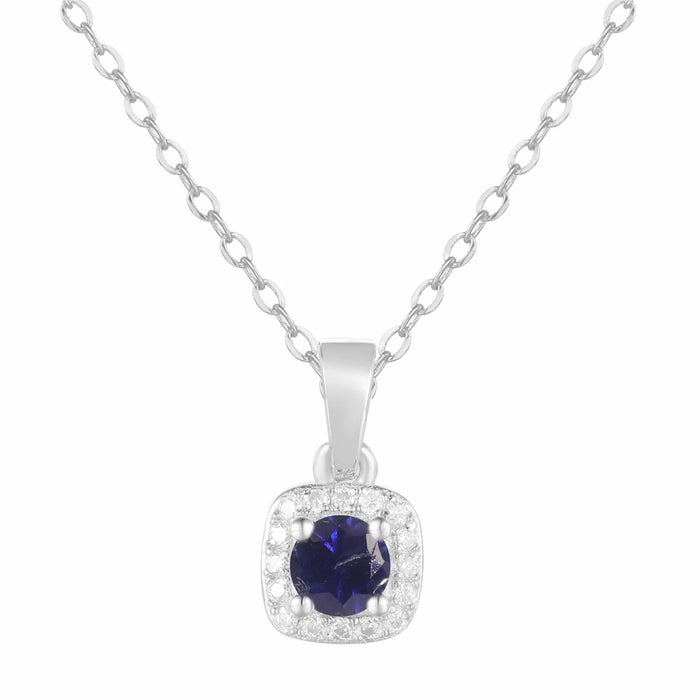 Sapphire Halo Necklace by Fine Color Jewels