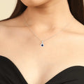 Sapphire Halo Necklace by Fine Color Jewels