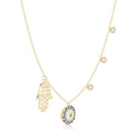 Sapphire Layering Evil Eye and Hamsa Necklace by Fine Color Jewels