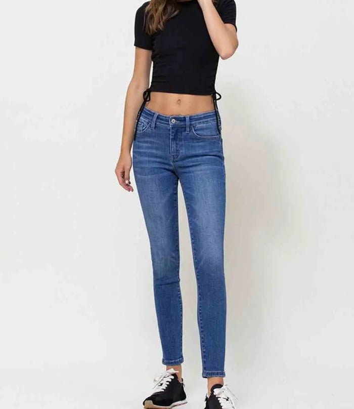 Sarah High Rise Skinny Jeans - Mid Wash by Boutique 23