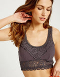 Scalloped Edge Padded Bralette - Charcoal by Boutique 23