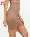 Thinstincts 2.0 High-Waisted Mid-Thigh Short - Cafe Au Lait by Boutique 23