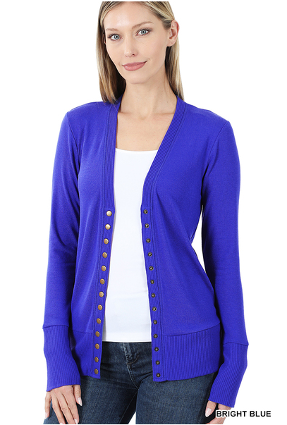 Snap Cardigan Full Sleeve - Bright Blue by Boutique 23