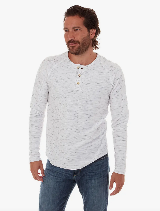 Beckett Long Sleeve Henley - White by Boutique 23