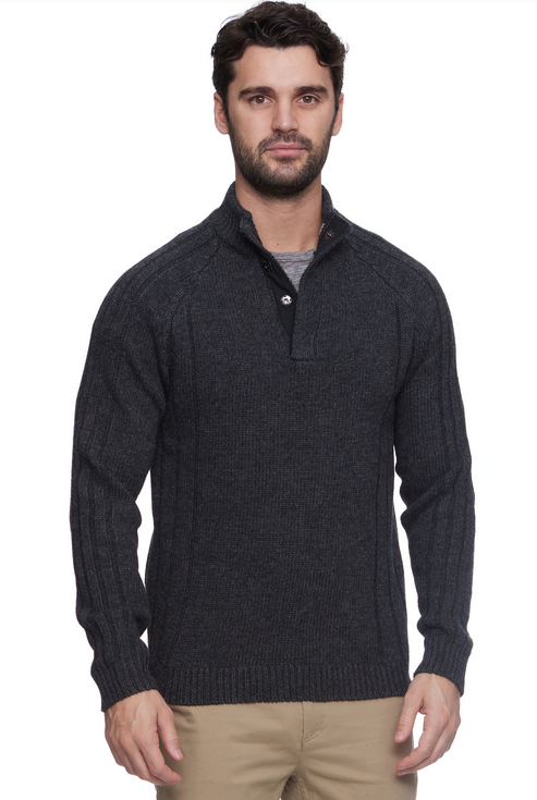 Plainview Mock Neck Sweater - Charcoal by Boutique 23