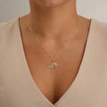 Script Diamond Initials Necklace 10K Gold by Fine Color Jewels