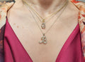 Script Diamond Initials Necklace 10K Gold by Fine Color Jewels